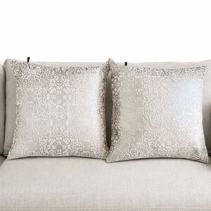 2 Rodeo Home Restoration Hardware Silver/White Demask Decorative Pillows 22x22